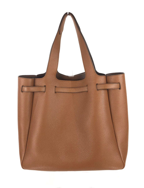 Cognac Caramel Brown Leather Tote