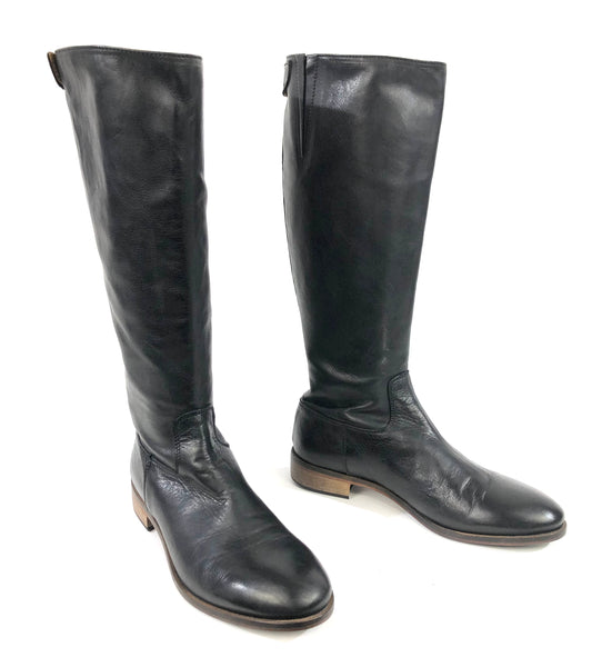 Soft Leather Flat Knee High Boots | Size 38.5