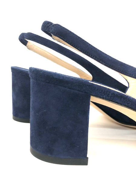 50mm Allurasa Navy Suede Slingback Pump | Size US 7.5 | IT 38