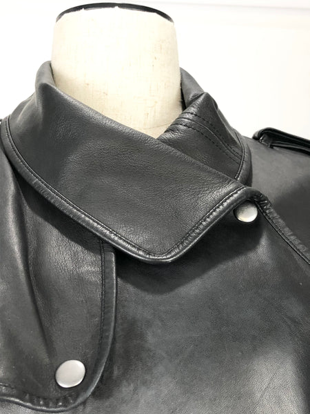 Black Leather Biker Jacket Size 6