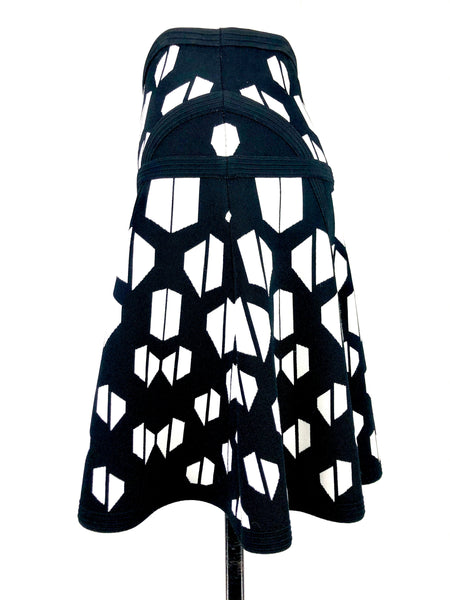 Black and White "Flote" Skater Skirt | Size 0-2