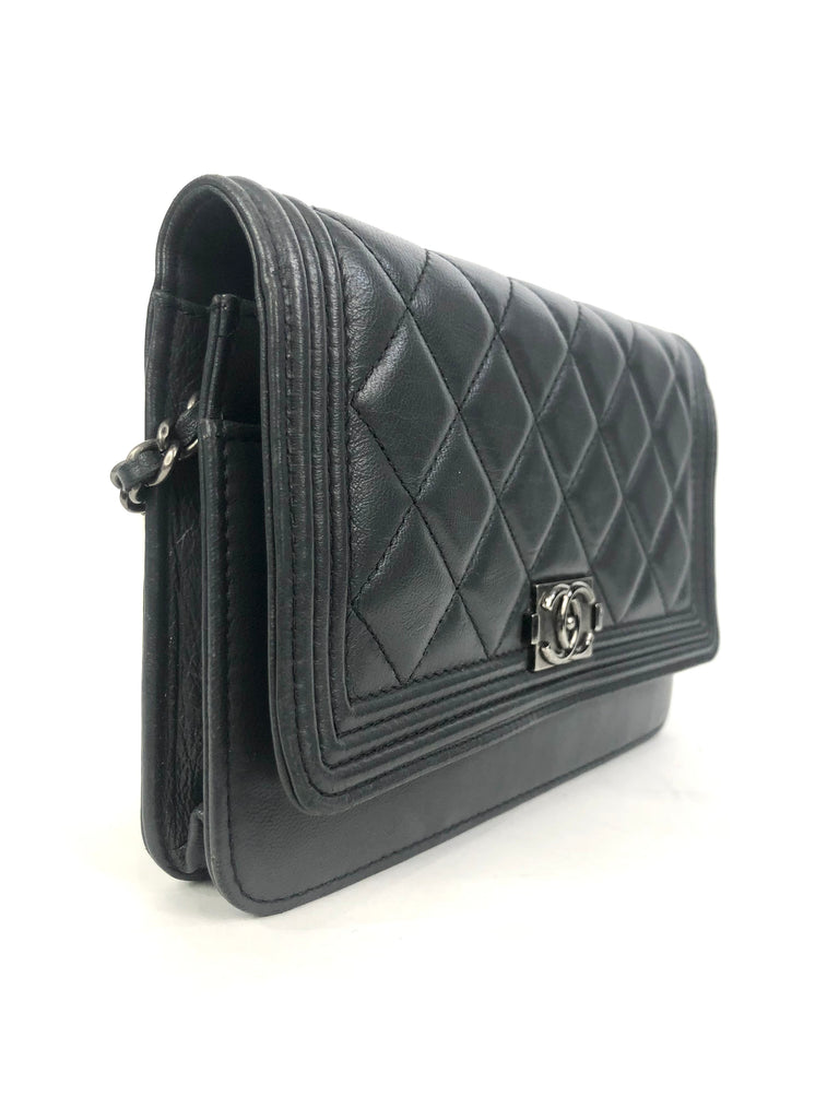 Charcoal Grey Boy Chanel Wallet on Chain Crossbody Bag – Baggio