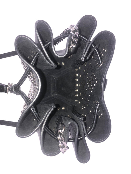 Studded Leather Mini Bucket Crossbody Bag
