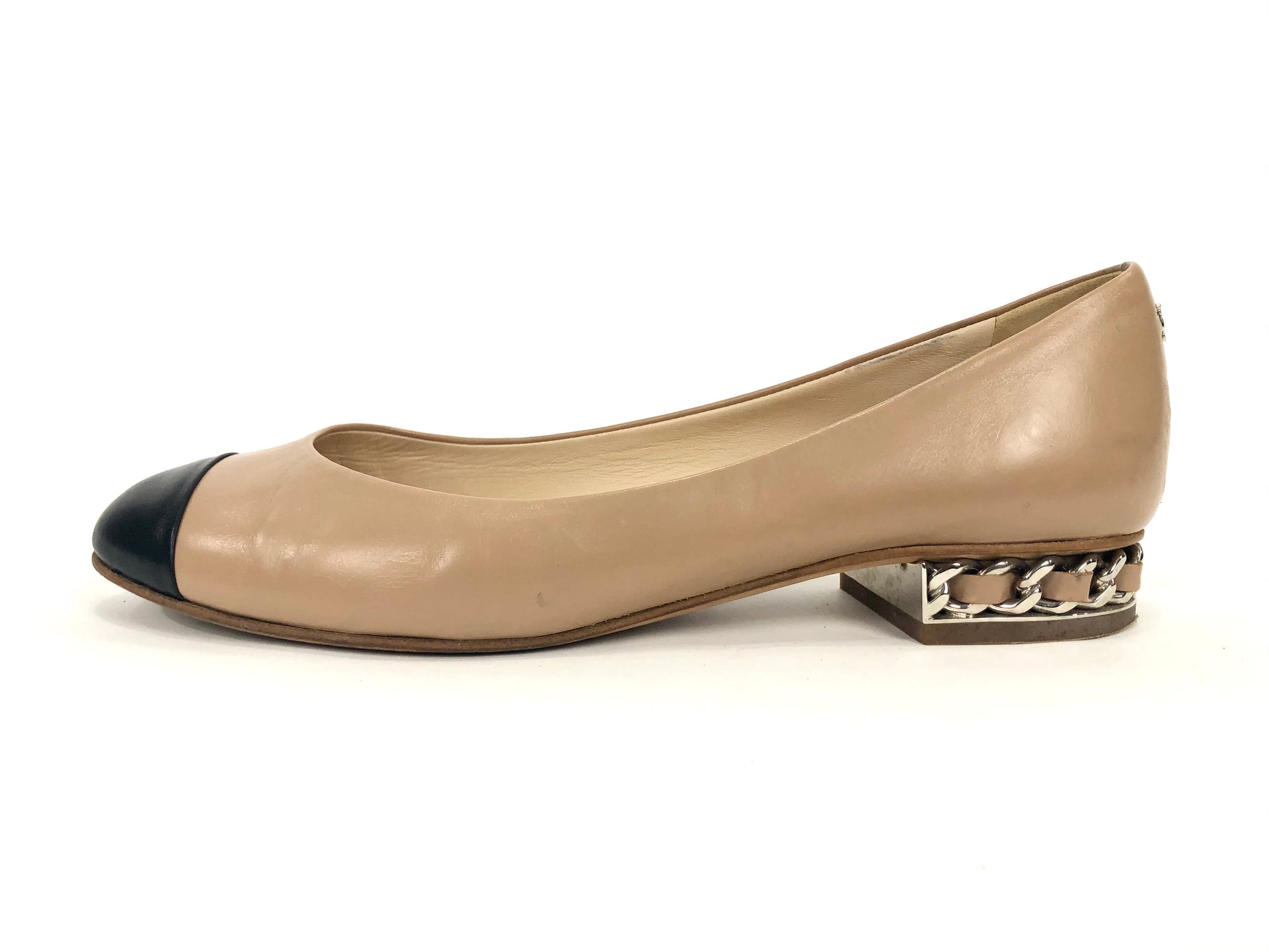 Chanel Womens Ballet Shoes, Beige, 37.5