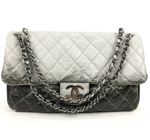 Melrose Degrade Vinyl Quilted Jumbo Flap Handbag