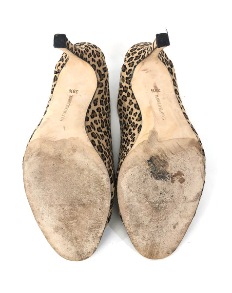Suede Leopard Print Heeled Sandals | Size US 8 - IT 38.5