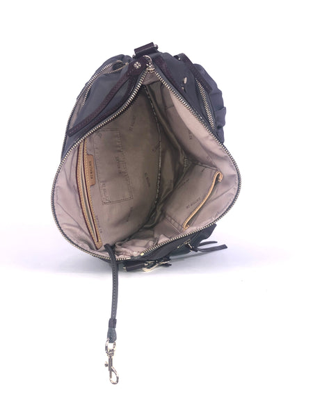 Paige Grey Nylon Leather Trim Crossbody Shoulder Bag Convertible Bag