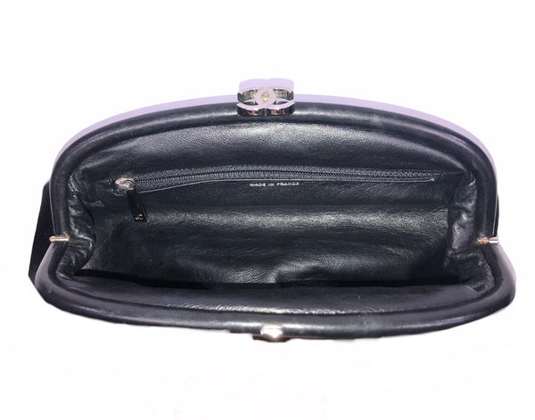 Black Quilted Timeless Satin Clutch