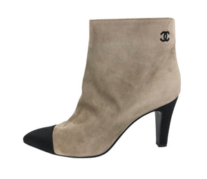 Gabrielle Suede and Satin Cap Toe Short Boots | Size US 10 - IT 41
