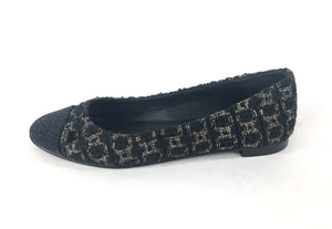Black and Metallic Tweed with Black Stingray Toe Box | Size US 7.5 - EU 38.5