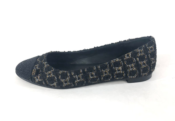 Black and Metallic Tweed with Black Stingray Toe Box | Size US 7.5 - EU 38.5