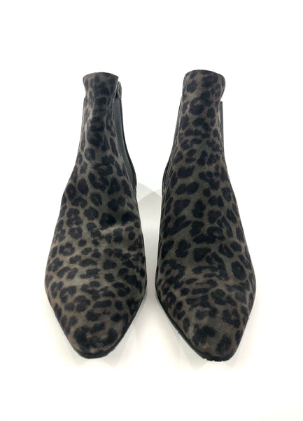 Brown Suede Leopard 'Amara' Booties | Size 38