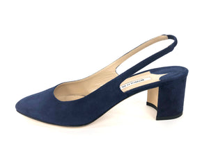 50mm Allurasa Navy Suede Slingback Pump | Size US 7.5 | IT 38