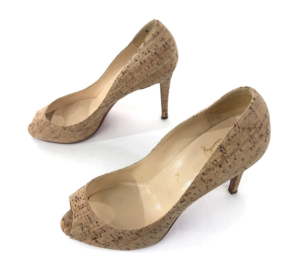 Cork Peep Toe Pumps | Size US 8 - IT 38.5