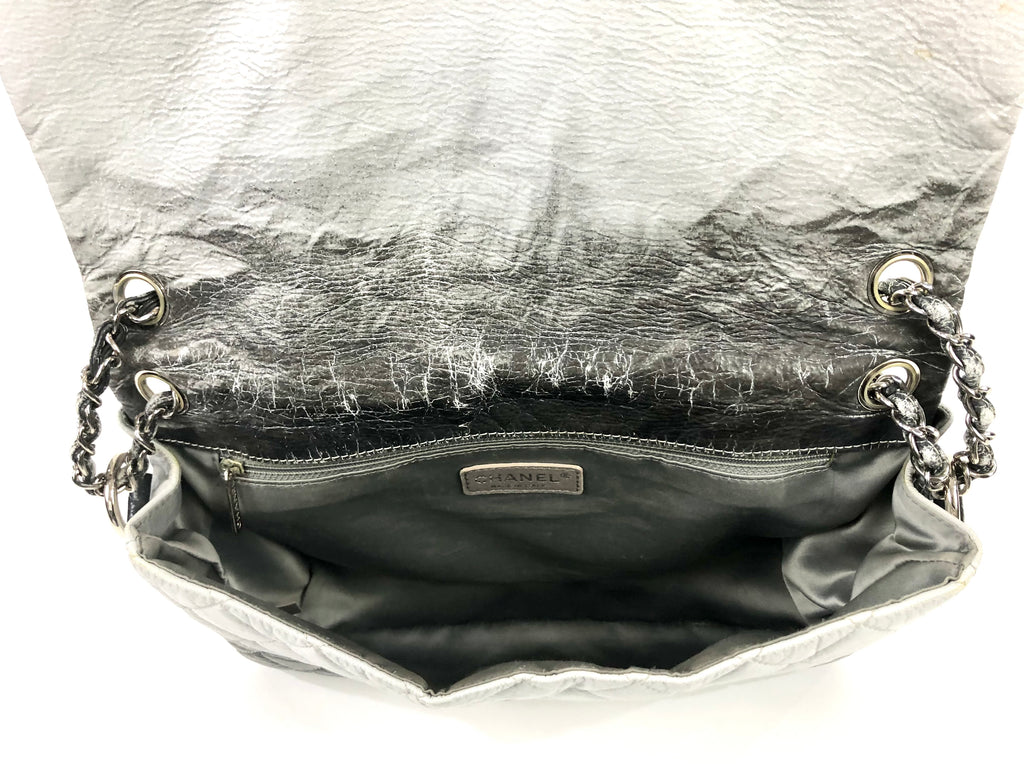 CHANEL Metallic Crackled Calfskin Quilted Medium Big Bang Hobo