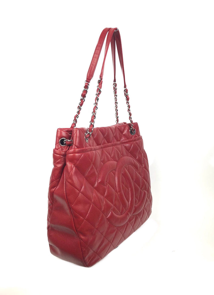 Red Soft Caviar Quilted Timeless CC Shopping Tote Large – Baggio Consignment