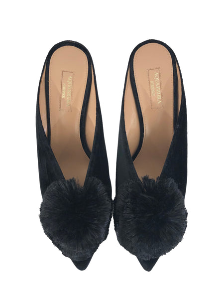 Powder Puff Velvet Mules | Size US 8 - IT 39.5