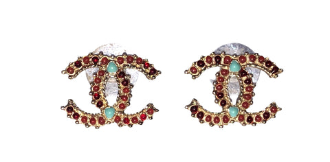 Gold Plated & Resin Interlocked CC's Paris-Dallas Metiers D'Art Stud Earrings
