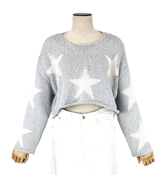 Light Blue "Star Crossed" Crop Sweater | Size S