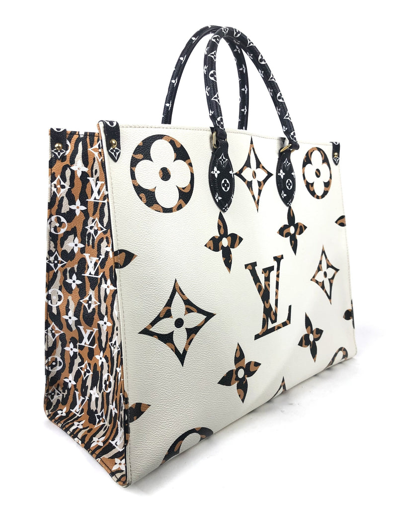 NEW Louis Vuitton OnTheGo GM Jungle Print Tote Black & Caramel