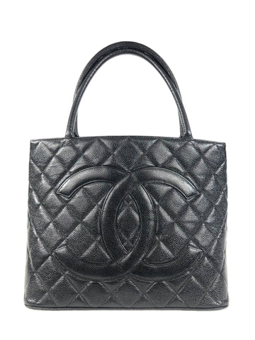 Medallion Quilted Caviar Leather Tote