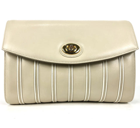 Circa 80s Vintage Beige Leather Convertible Handbag