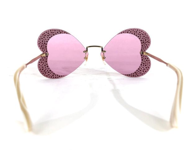 Hollywood Forever Rimless Metal Heart Sunglasses with Crystals