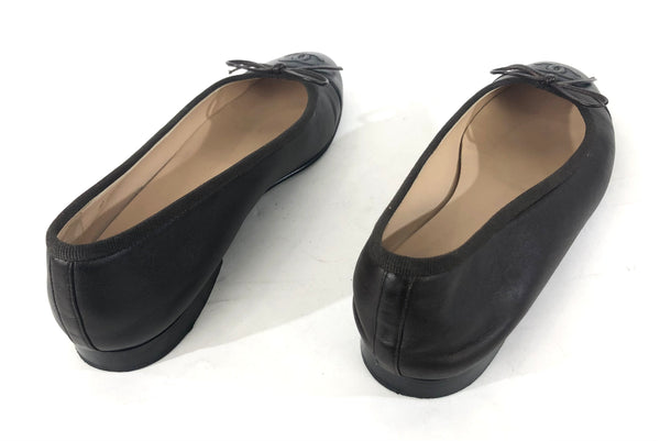 Two Tone Black and Brown Lambskin Interlock CC's Ballet Flats | Size US 6.5 - EU 37