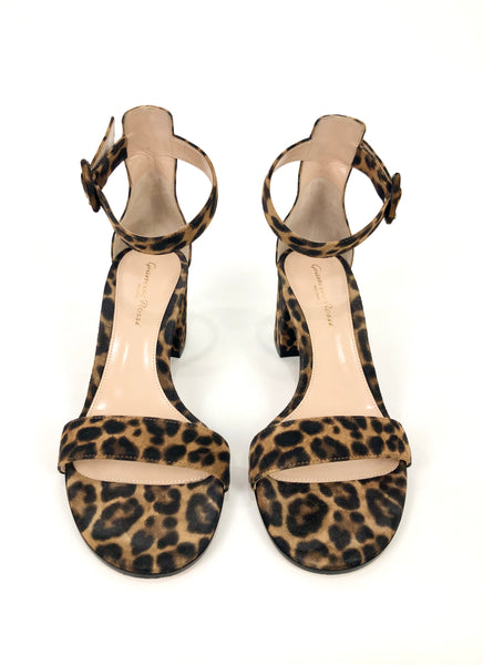Versilia 60 Leopard Printed Suede Ankle Strap Sandal | Size 8.5