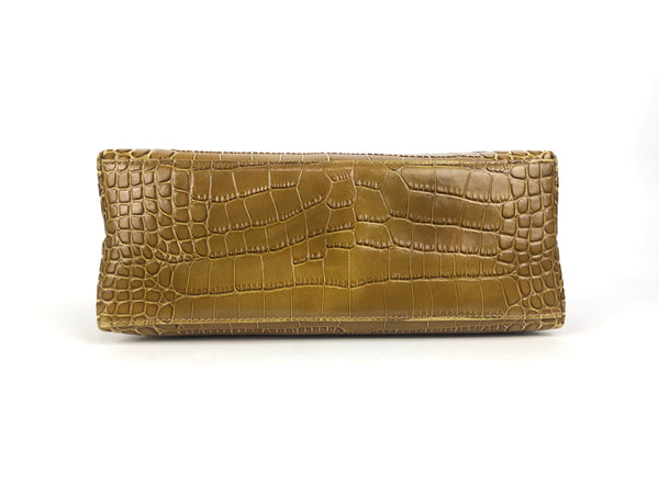 Shirley Clear Tan Croc Embossed Handbag