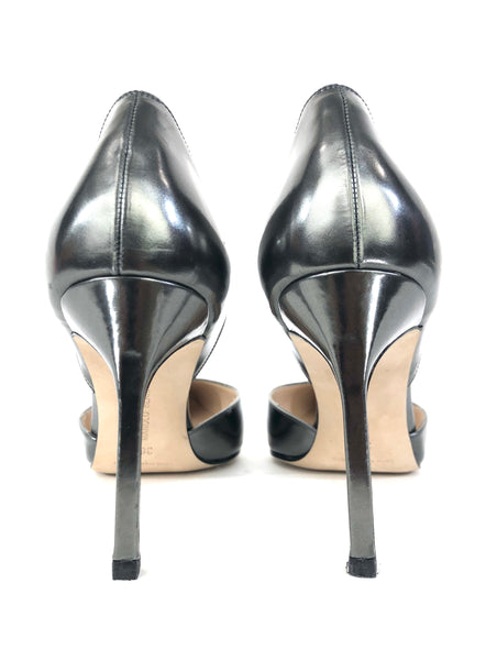 Metallic Gunmetal D'Orsay Stiletto Heel Pumps | Size US 7.5 - IT 38
