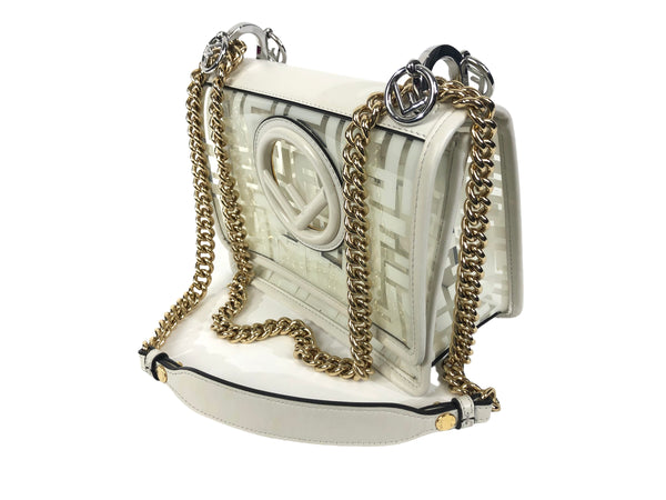 Kan I PVC and Calfskin Small Shoulder Bag White