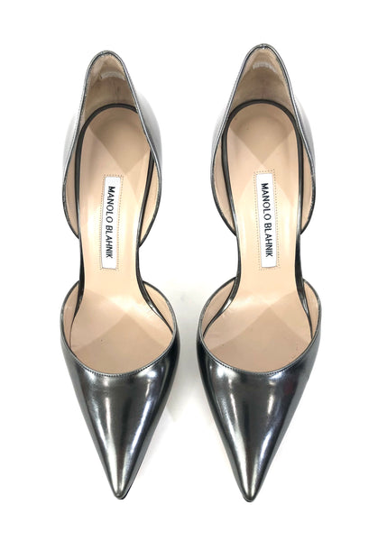 Metallic Gunmetal D'Orsay Stiletto Heel Pumps | Size US 7.5 - IT 38