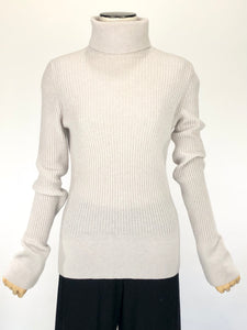 Light Grey Cashmere Turtleneck Sweater | Size S