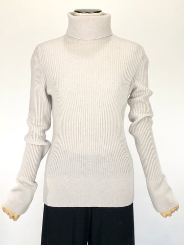 Light Grey Cashmere Turtleneck Sweater | Size S