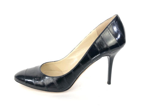 Black Eel Skin Classic Pumps | Size US 7.5 - IT 38