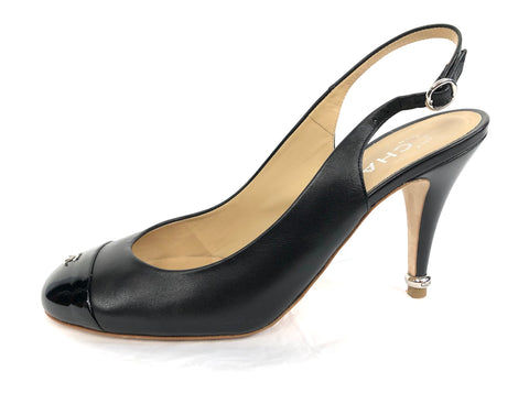 Interlocking CC Black Sling Pumps | US 7 - IT 37.5