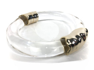Future Antiquity 10k Yellow Gold Plated & Lucite Hinge Bracelet In Clear