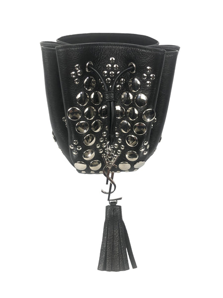 Studded Leather Mini Bucket Crossbody Bag