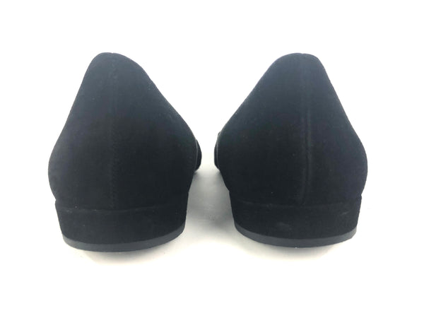 Black Suede Square Toe Flats with Rhinestones | Size 10.5