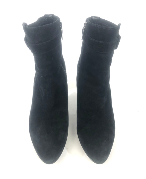 Black Suede Heeled Booties | Size 10