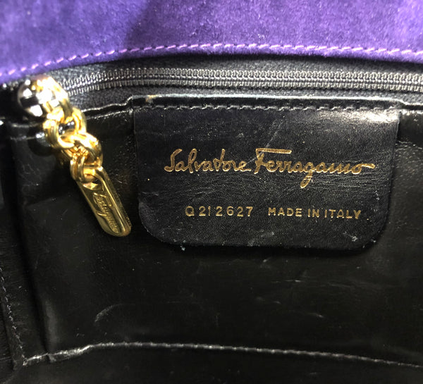 Vintage Purple Suede Convertible Bucket Bag Handbag