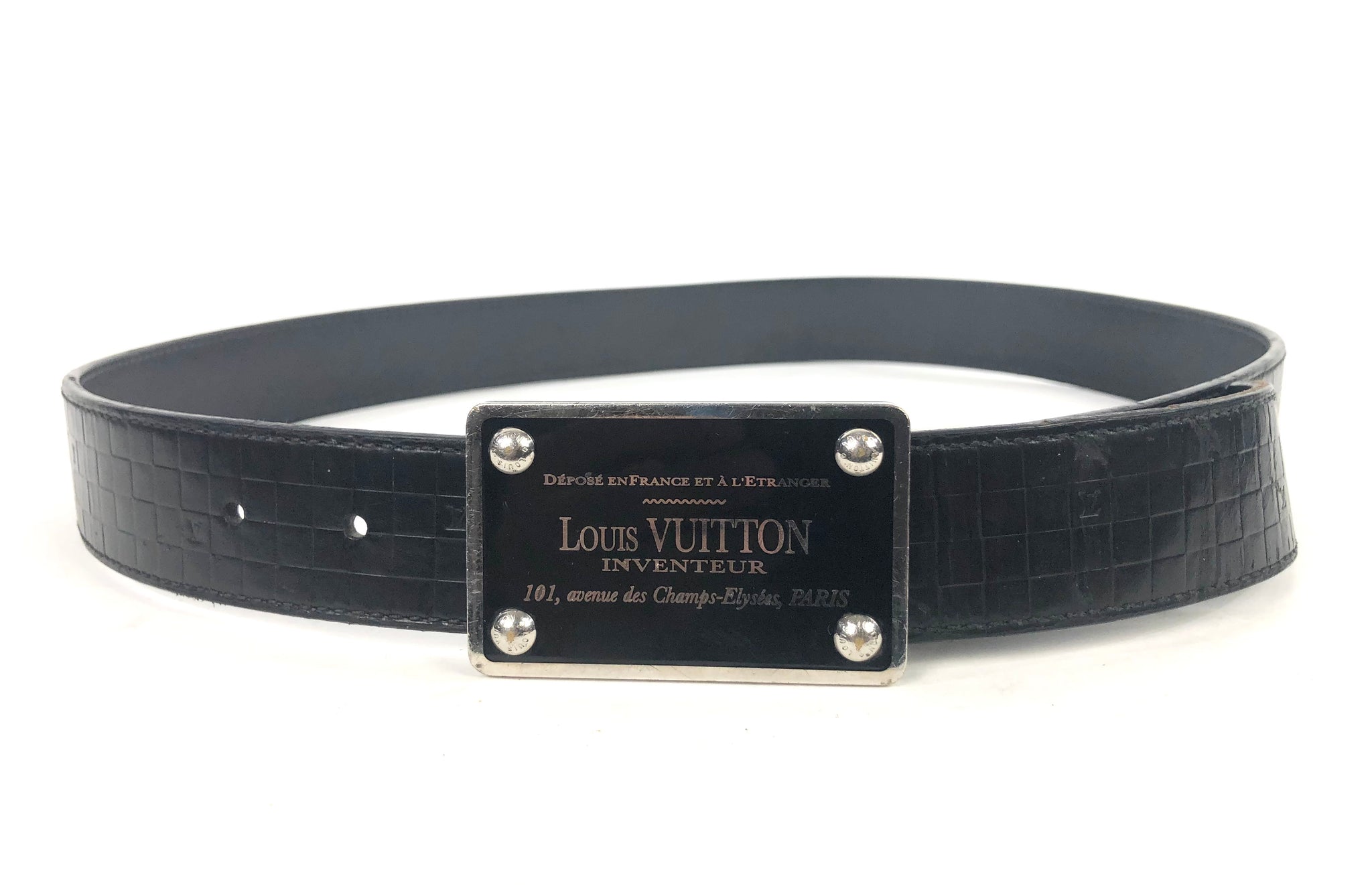 Ceinture Inventeur Reversible Empreinte Damier Graphite Pattern Reversible Belt | Size 36