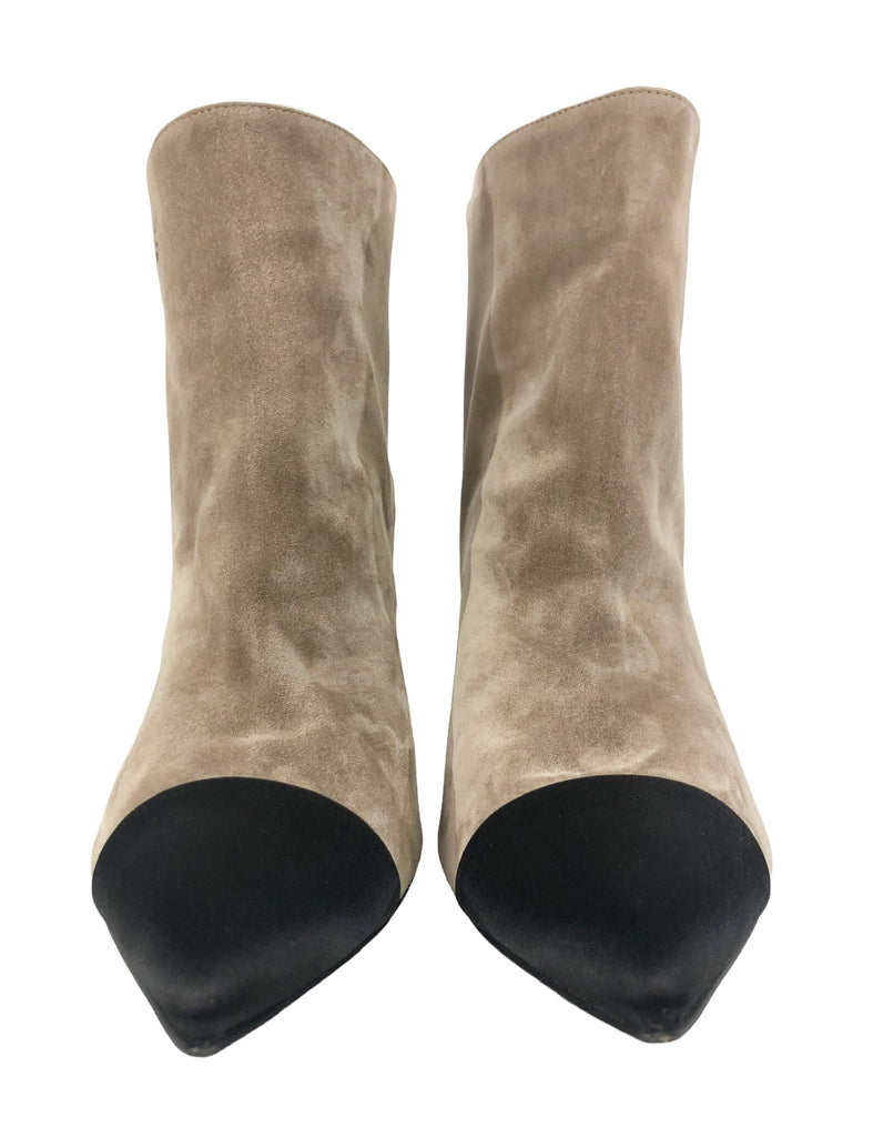 Gabrielle Suede and Satin Cap Toe Short Boots