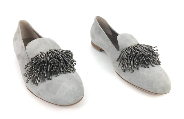 AGL Grey Suede Loafers Tassel Embellished | Size US 7.5 - EU 38