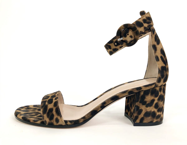 Versilia 60 Leopard Printed Suede Ankle Strap Sandal | Size 8.5