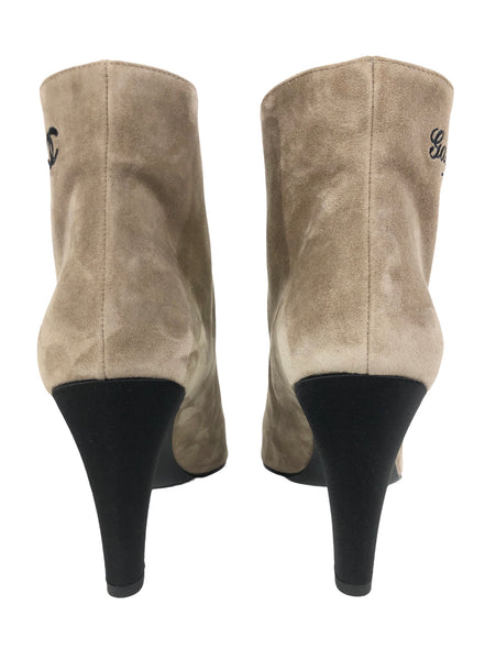 Gabrielle Suede and Satin Cap Toe Short Boots | Size US 10 - IT 41
