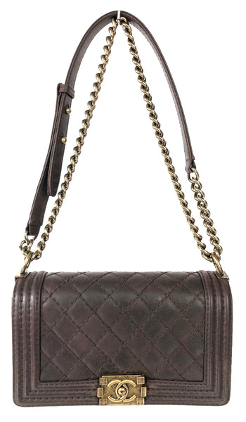 Quilted Deerskin Leather Boy Bag Medium