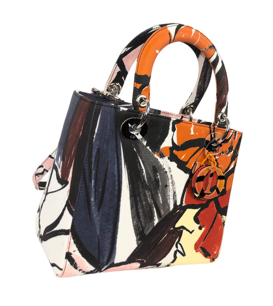 Lady Dior Floral Multi Graffiti Top Handle Bag Small