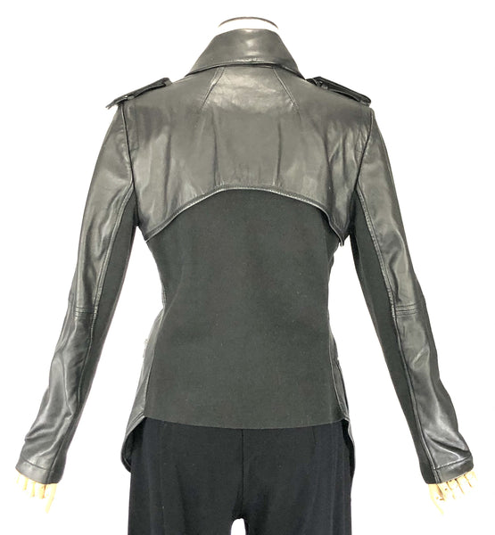 Black Leather Biker Jacket Size 6